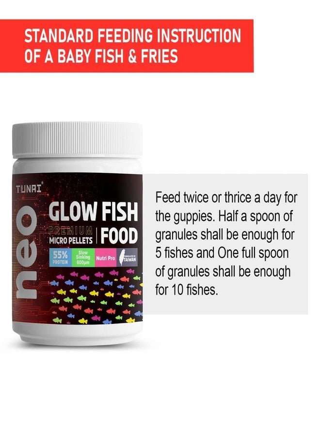 TUNAI Glow Widow Fish Food | 40G | 55% Protein for Strong Tissue Growth| 600 Microns Slow Sinking Aquarium Guppy Food (600 Microns Granules) - All Life Stages - Image 5